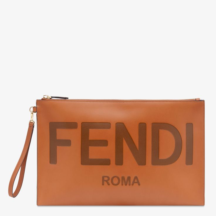 Large Flat Pouch Fendi Pouch, Fendi Logo Design, Elegant Wallet, Fendi Store, Flat Pouch, Fendi Logo, Large Pouch, Bold Logo, Black Leather Wallet