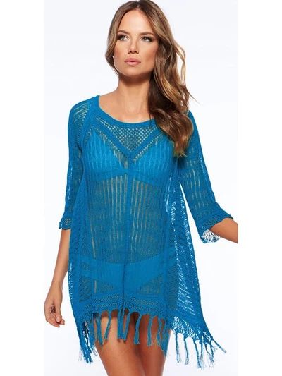 Sexy Hollow 3/4 Sleeve Beach Cover-up Tops - rrdeye Coverup Swimsuit Cover, Crochet Beach Dress, Coverup Swimsuit, Beach Fabric, Boho Beach Dress, Boho Summer Dresses, Beach Cover Ups, Chiffon Fashion, Jumpsuit Outfit