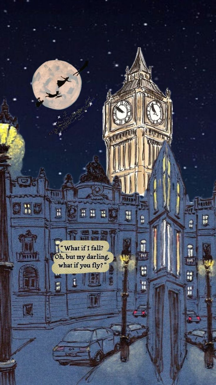 an image of the big ben clock tower in london at night with words written below it