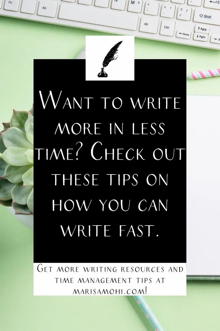 a desk with a keyboard, pen and paper on it that says want to write more in less time? check out these tips on how you can write fast