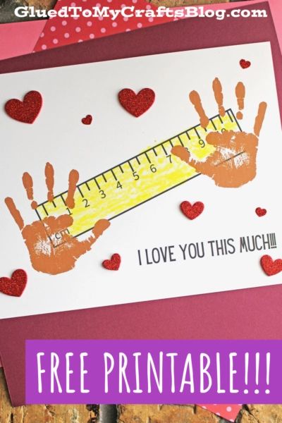 handprinted valentine's day card with the words i love you this much