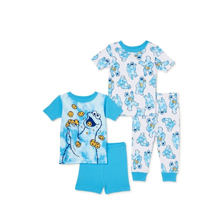 Your Little Cookie Monster Is Ready For Bed And Lounging With This Adorable 4-Piece Pajama Set For Boys. Complete With Two Tops, Matching Printed Pj Pants And Shorts, This Cozy Pajama Set Is Perfect For Watching His Favorite Tv Show And Specials. Blue Family Matching Sets For Playtime, Playful Light Blue Sleepover Sets, Light Blue Short Sleeve Sleep Sets, Cookie Monster Pajamas, Paw Patrol Pajamas, Baby Pyjamas, Elmo Cookies, Elmo And Cookie Monster, Mickey Mouse Characters