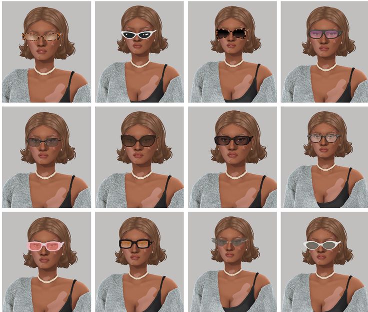 many different images of a woman with glasses