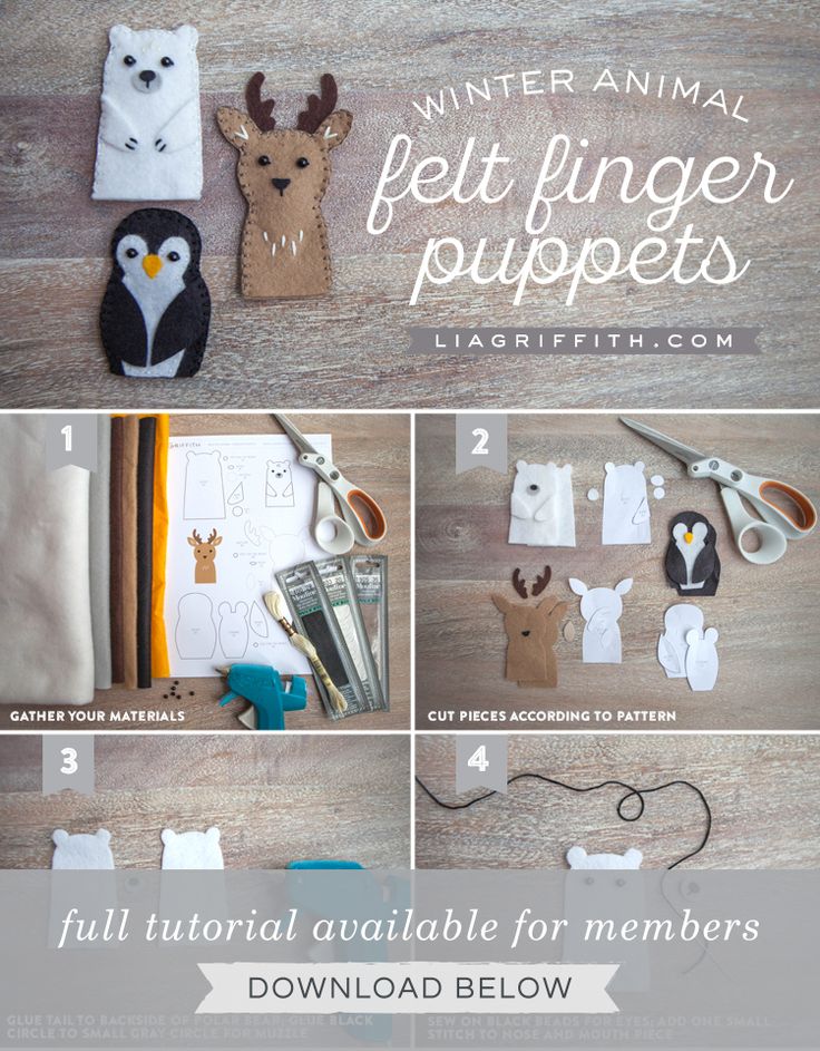 the instructions for how to make felt finger puppets with scissors and other crafting supplies