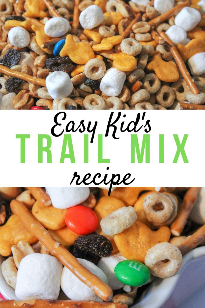 a bowl full of trail mix with the words easy kid's trail mix