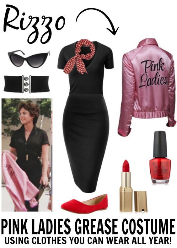 pink ladies grease costume using clothes you can wear all year long, including shoes and accessories