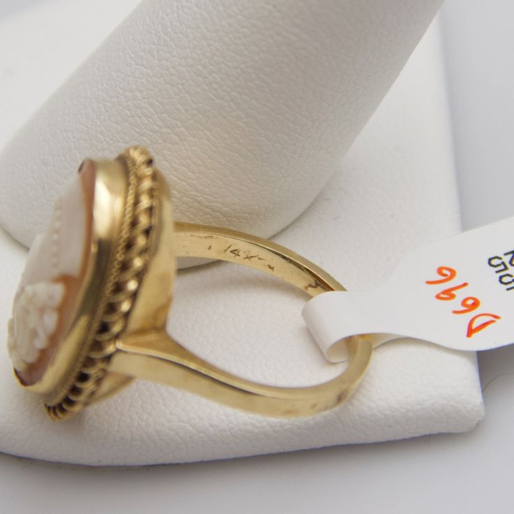 "For sale: (1) d696 Gorgeous 14k Yellow Gold Cameo Ring PLEASE READ ENTIRE DESCRIPTION BEFORE PURCHASING Pre-owned item. Good condition. Please see pictures for details. Sold as is, as seen on pictures. Specifics: 14k Yellow gold Size: 6.75 (U.S.) Width: 23.5 mm Total Weight: 6.7 grams Please be 100% sure of your purchase before buying, as we do not offer refunds. We are more than happy to provide any specific pictures, or answer any questions you have regarding our items. All jewelry is confirm Formal Fine Jewelry Ring With Cabochon, Formal Fine Jewelry Cabochon Ring, Classic Oval Cameo Rings, Victorian Opal Ring In 14k Gold For Formal Occasions, Yellow Gold Oval Cabochon Rings For Formal Occasions, Formal Yellow Gold Oval Cabochon Rings, Formal Yellow Gold Cameo Jewelry, Cameo 14k Gold Round Jewelry, Cameo 14k Gold Ring