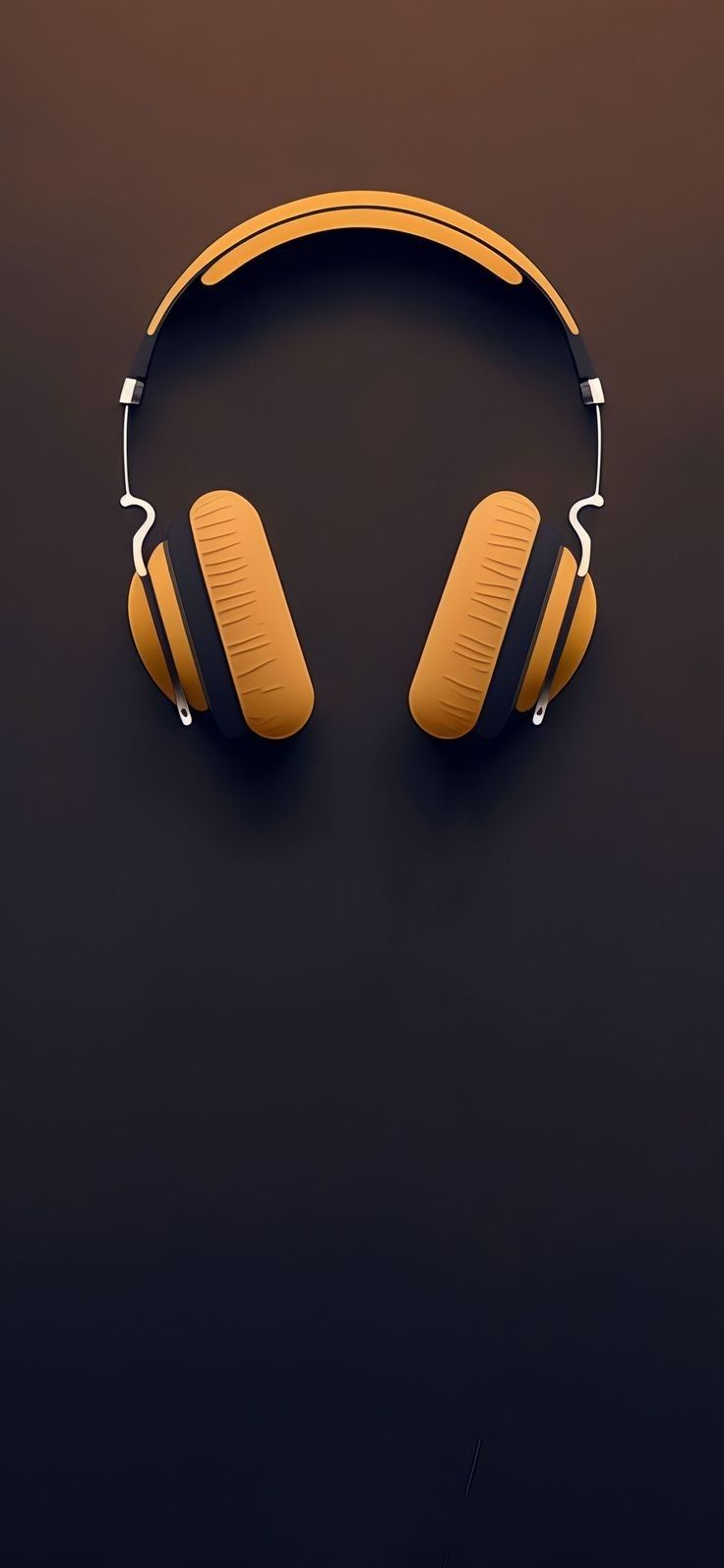 an image of headphones hanging on the wall in front of a dark background,