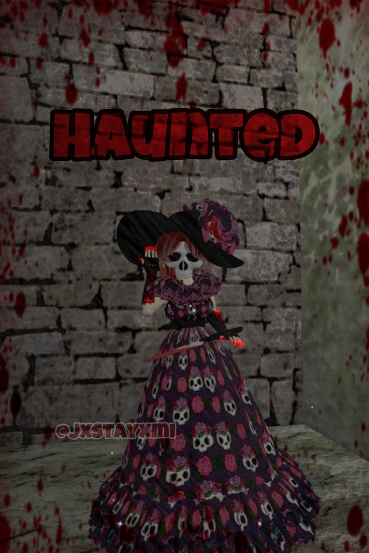 a creepy doll is standing in front of a brick wall with the word'haunted'on it