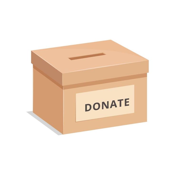 a cardboard box with the word donation on it