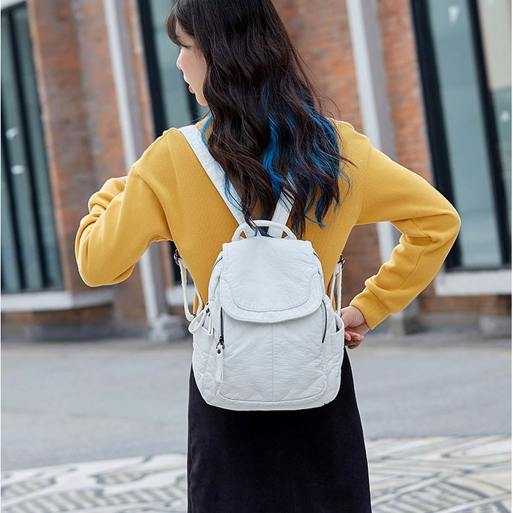 Free U.S. shipping. Style: Commuting , color:White, suite for season：Spring, Summer, Autumn, Winter ，Anniversary, Going out, Hanging out, Material Faux Leather, Women's White Vegan Leather Flap Backpack Winter Anniversary, Flap Backpack, Street Trends, Small Backpack, Leather Travel, Save The Planet, Olivia Mark, Season Spring, Soft Leather