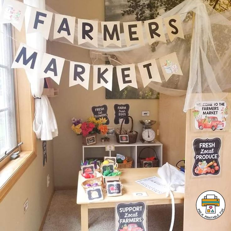 there is a farmers market on display in the room