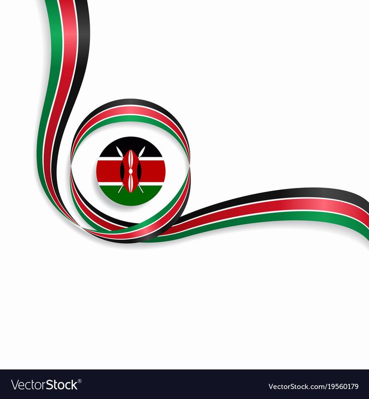 the national flag of kenya on a white background with an abstract ribbon in the shape of a circle