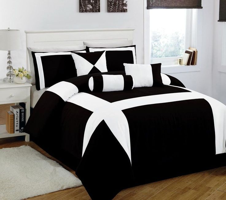 black and white comforter set with star design