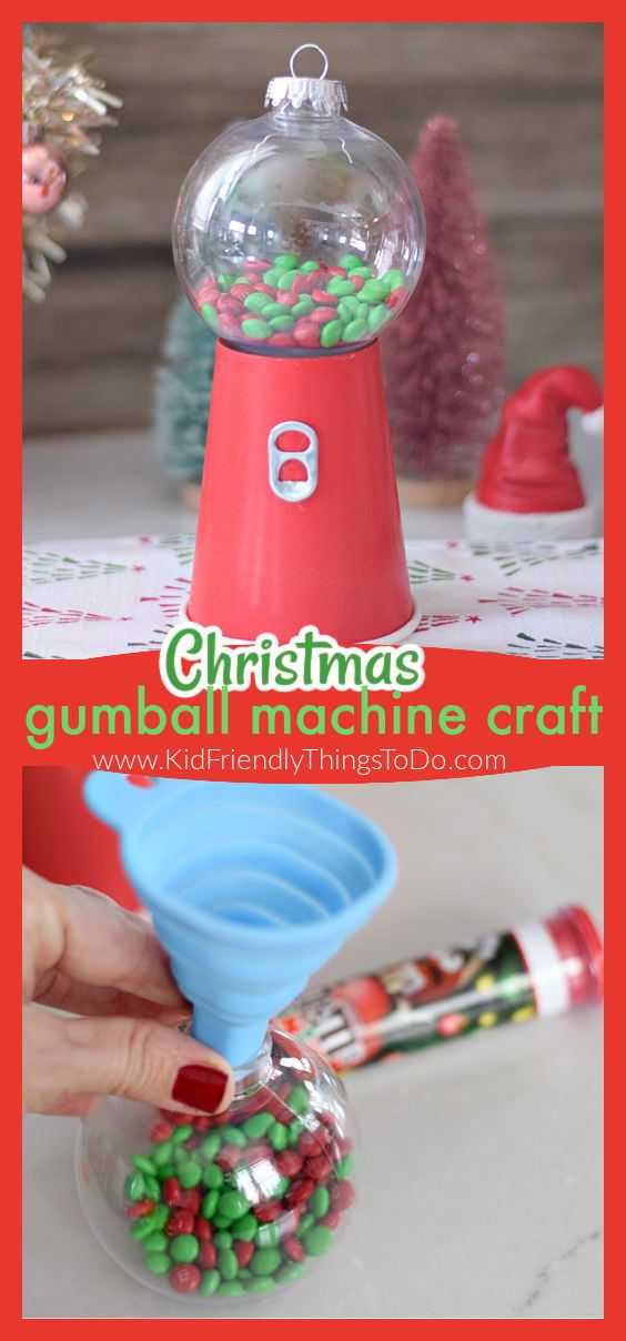 christmas gumball machine craft for kids with instructions to make it in the shape of a candy dispenser