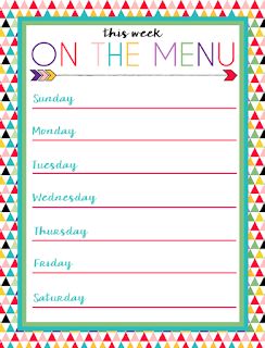 this week on the menu with colorful polka dot border and green, blue, red, and