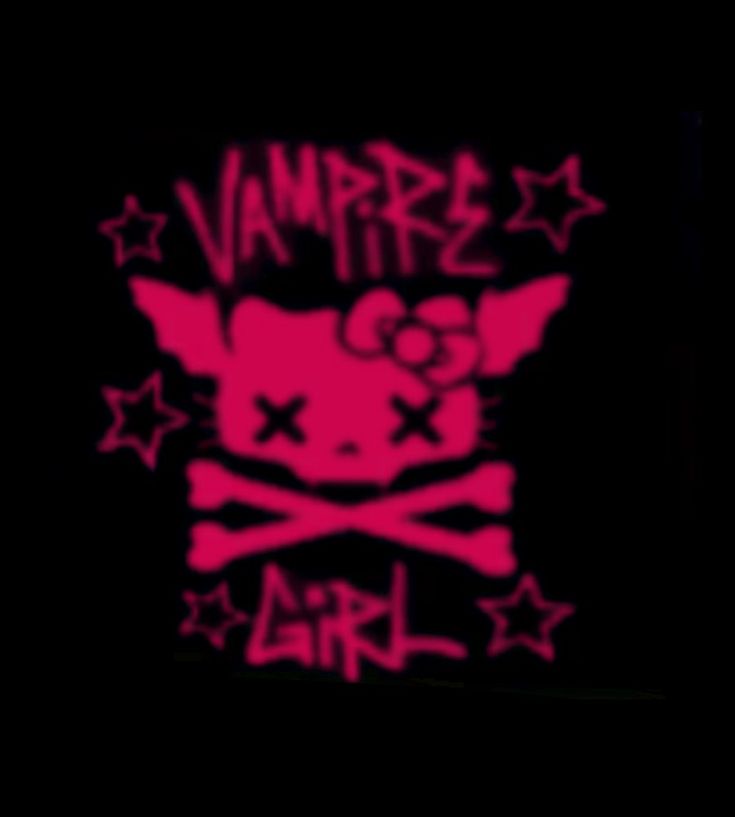 a pink sticker with the words vampire girl on it and stars in the background