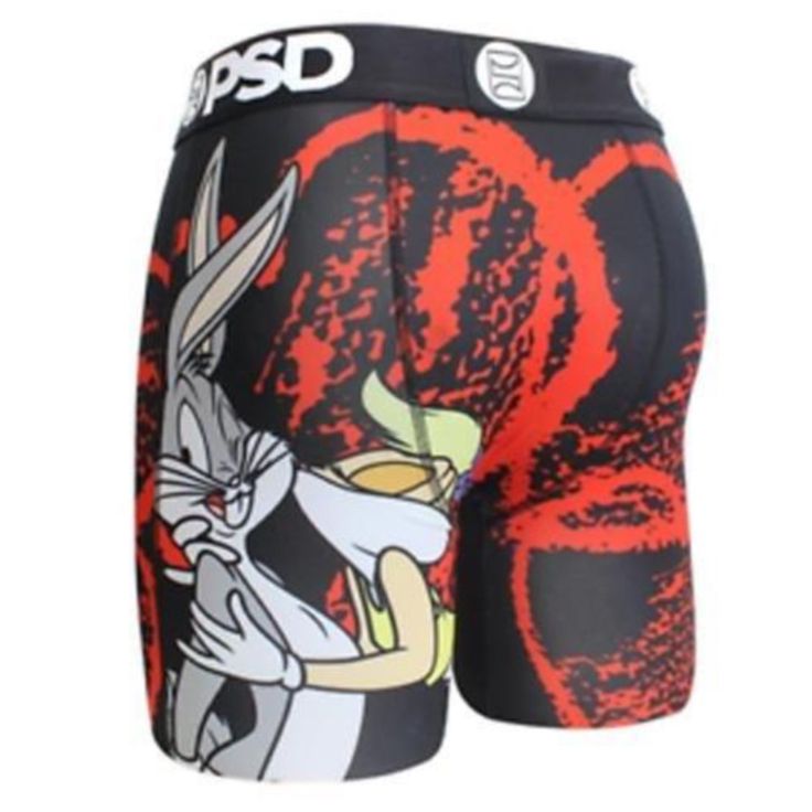 *New* Psd Space Jam Bugs + Lola Boxer Briefs, Size L Breathable, Athletic Feel With Contoured Sealed Pouch And Flex Fit Flatlock Seams. Wide Soft Elastic Waistband. Tagless And Seamless Back. Inseam: 7". 88% Polyester/12% Spandex. Machine Wash. Imported. E31911074 Fitted Black Boxer Briefs With Graphic Print, Casual Red Boxer Briefs For Workout, Psd Boxers, Bugs And Lola, Zeus Tattoo, Custom Boxers, Mens Boxer Briefs, Men Tracksuit, Unique Gifts For Men