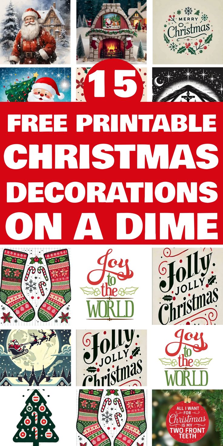 15 free printable Christmas decorations including Santa, Christmas trees, and festive phrases. Free Printable Christmas Decorations, Christmas Printables Free, Christmas Free Printables, Red And Green Decor, Printable Christmas Decorations, Merry Christmas Printable, Christmas Tree Printable, Printable Decorations, Unique Christmas Decorations