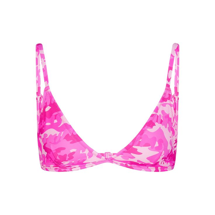 SIGNATURE SWIM ADJUSTABLE TRIANGLE TOP | PINK SKIMS CAMO Swim Style, Camo And Pink, Swim Fashion, Pink Camo, Triangle Top, Girly Things, Shoulder Straps, Camo, Perfect Fit