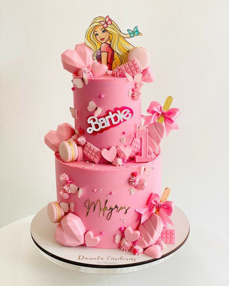 Barbie Cake 4th Birthday, Birthday Cake Barbie Theme, Barbie Theme Cakes, 2 Tier Barbie Cake, Barbie And Ken Cake, Barbie Cakes For Girls Birthday, Barbie Movie Cake, Barbie Birthday Cakes For Kids, Barbie Birthday Cake Ideas