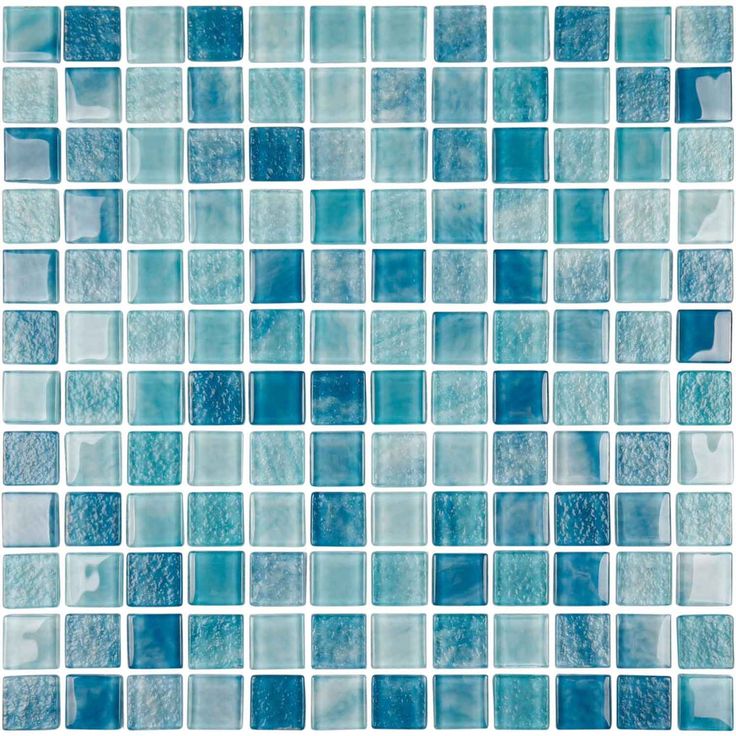 blue glass mosaic tile with white background