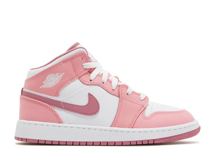 Jordan 1 Mid Valentines Day, Air Jordan 1 Mid Gs, Pink Jordans, Jordan Logo, Flight Club, Jordan Retro 1, Cute Nike Shoes, Cute Nikes, Air Jordan 1 Mid