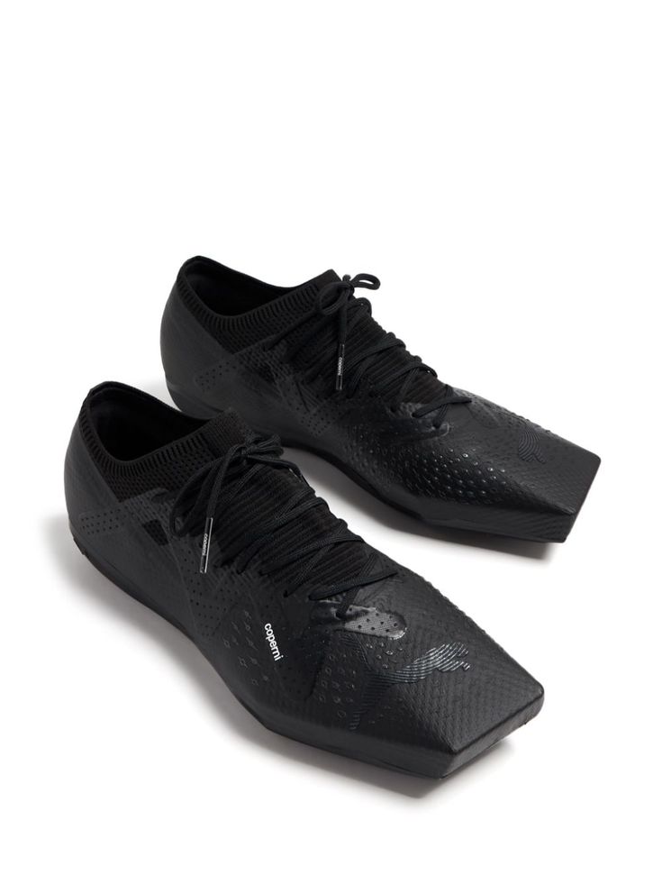 Black Sporty Lace-up Shoes With Rubber Sole, Black Textured Sole Lace-up Shoes For Streetwear, Black Synthetic Lace-up Shoes With Textured Sole, Modern Lace-up Shoes With Textured Sole For Streetwear, Black Low-top Lace-up Shoes With Perforated Toe Box, White Puma, Round Toe Shoes, Versace Outfit, Latest Sneakers