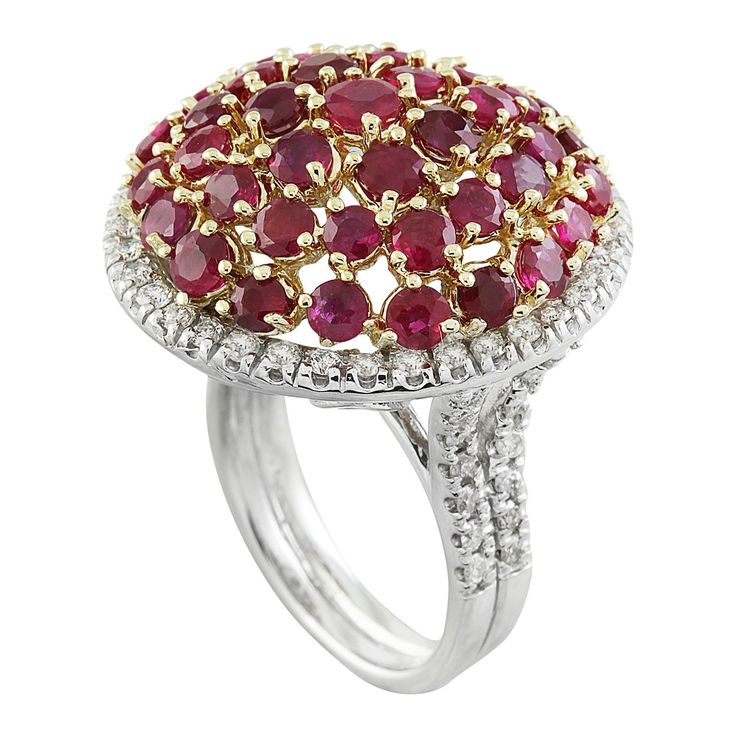 Stamped: 14K Total Ring Weight: 16.7 Grams Ruby5.50 Weight 2.00 Carat (3.00 to 3.50 Millimeters)Diamond Weight: 0.70 carat (F-G Color, VS2-SI1 Clarity )Face Measures: 25.75x24.95 Millimeter SKU: [600674] Gia Certified Luxury Cluster Rings, Luxury Gia Certified Cluster Rings, Luxury Ruby Cluster Ring With Diamonds, Luxury Cluster Ruby Ring With Diamonds, Luxury Gia Certified White Gold Ruby Ring, Luxury Ruby Ring With Diamond Accents And Round Shape, Luxury Round Ruby Ring With Diamond Accents, Elegant Gia Certified Ruby Ring With Round Cut, Luxury Red Cluster Diamond Ring