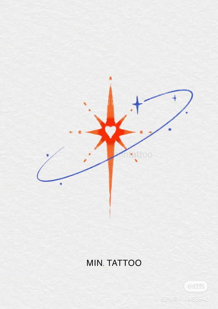 a red and blue star on top of a white background with the words mini tattoo