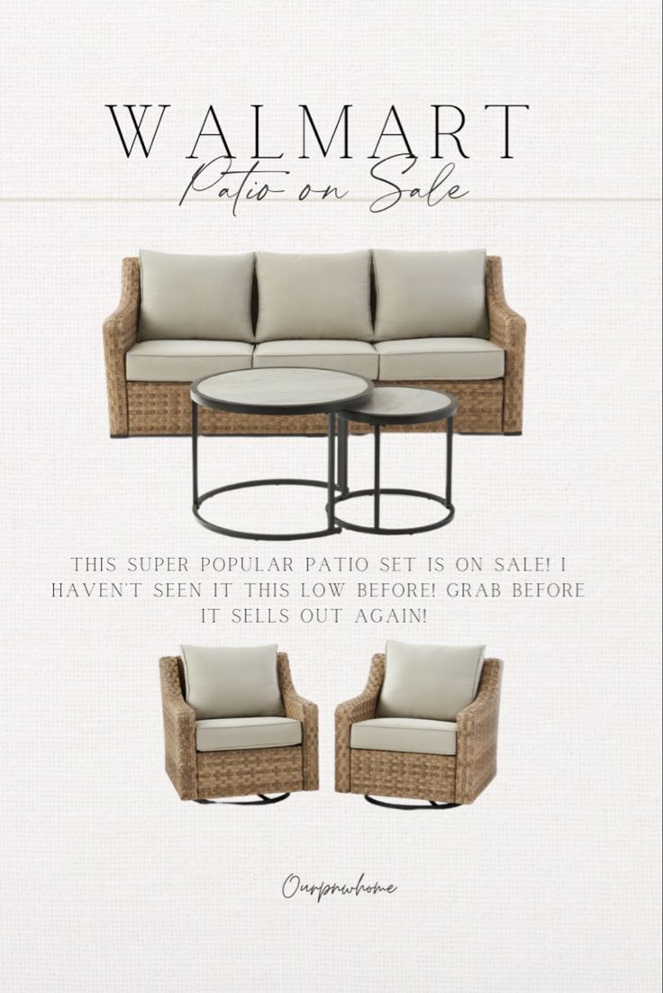 an advertisement for a patio furniture set