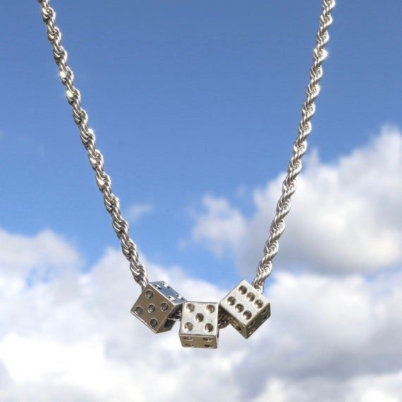 Babe dice chain necklace. Necklace is on a unique chain and measures out to 20 inches longNecklace is stainless steelCharms are silver tone! Afro Jewelry, Dice Necklace, Streetwear Jewelry, Grunge Jewelry, Funky Jewelry, Cool Necklaces, Girly Jewelry, Dream Jewelry, Jewelry Inspo