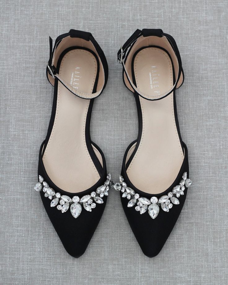 Embellished pointy toe flats with sparkly row of TEARDROP rhinestones across toe with detachable ankle strap. Comfort with simplicity perfect for brides and bridesmaids. *** YOU CAN CHOOSE STYLE: ANKLE STRAP OR ANKLE TIE AT CHECKOUT *** DETAILS: FIT: SHOES RUN LARGE, PLEASE ORDER HALF SIZE DOWN COLORS AVAILABLE: Black, Blush, Burgundy, Champagne, Light Blue, Navy, Red, Royal Blue, Ivory, and White UPPER: Synthetic upper and lining MATERIALS: Mandmade outsole ORIGIN: Imported STYLE NAME: BELLA Red Prom Shoes, Flat Prom Shoes, Bridesmaid Flats, Dressy Flats Shoes, Black Wedding Shoes, Holiday Heels, Dressy Flats, Evening Heels, Classy Shoes