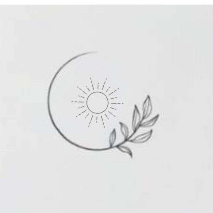 a drawing of the sun and leaves on a white background