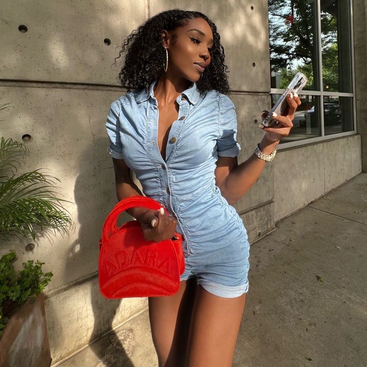 Fashion Nova Pants & Jumpsuits | Denim Romper | Color: Blue | Size: Small Jean Jumpsuit Outfit Shorts, Jean Romper Outfit Black Women, Denim Romper Outfit Black Women, Romper Outfit Black Women, Jean Romper Outfit, Jean Jumpsuit Outfit, Denim Romper Outfit, Romper Outfit Black, Denim Shorts Outfit Summer