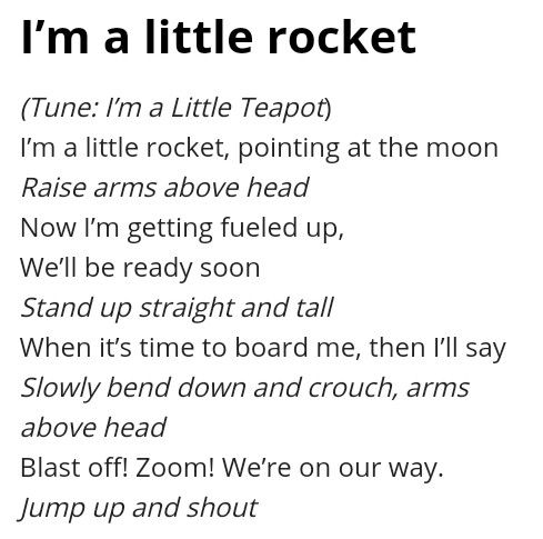 a poem written in black and white with the words i'm a little rocket