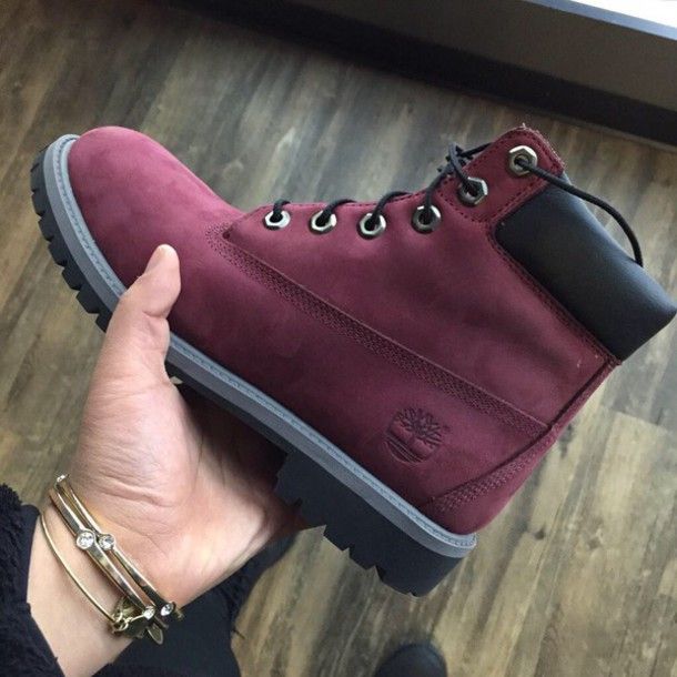 shoes red boots maroon/burgundy timberlands boots timbs timberlands Burgundy Timberlands, Winter Shoe Trends, Burgundy Boots, Timberlands, Red Boots, Crazy Shoes, Shoe Obsession, Winter Shoes, Timberland Boots