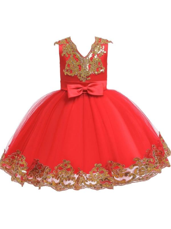 Silhouette Princess Neckline V-neck Hemline/Train Knee-Length Back Details Zipper Fabric Tulle, Polyester Cotton Embellishment Embroidered, Bows Sleeve Length Short Sleeve Fully Lined Yes Season Spring, Summer, Fall Weight 0.3kg Tutu En Tulle, Red Flower Girl, Princess Silhouette, Lace Bell Sleeve Dress, Princess Skirt, Tulle Tutu Skirt, Kids Party Dresses, Tulle Tutu, Dress Princess