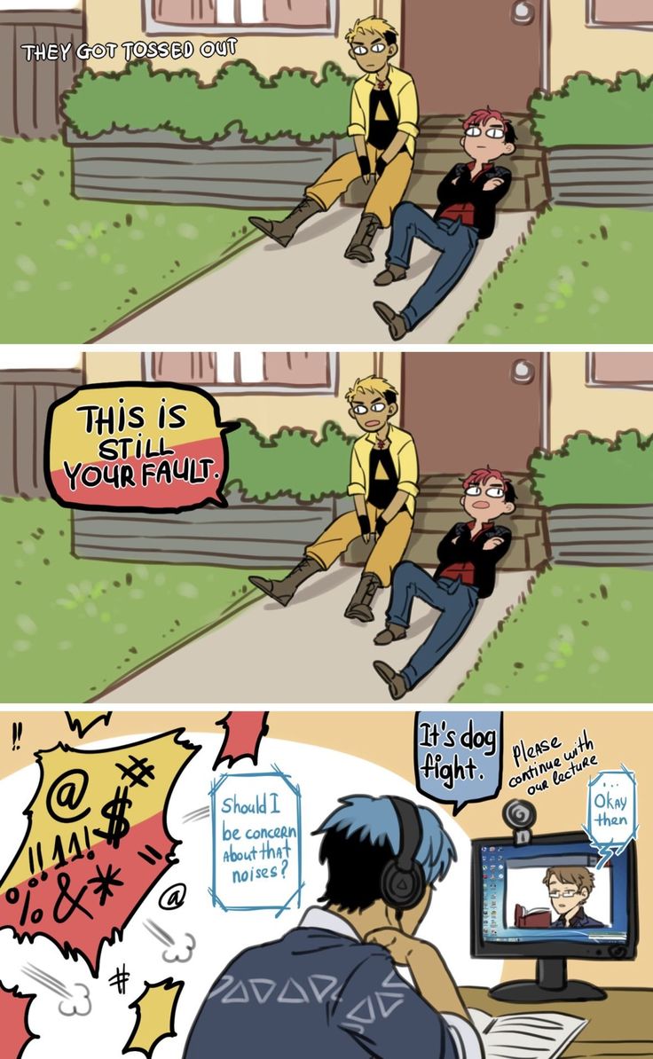 the comic strip shows two people sitting on a bench