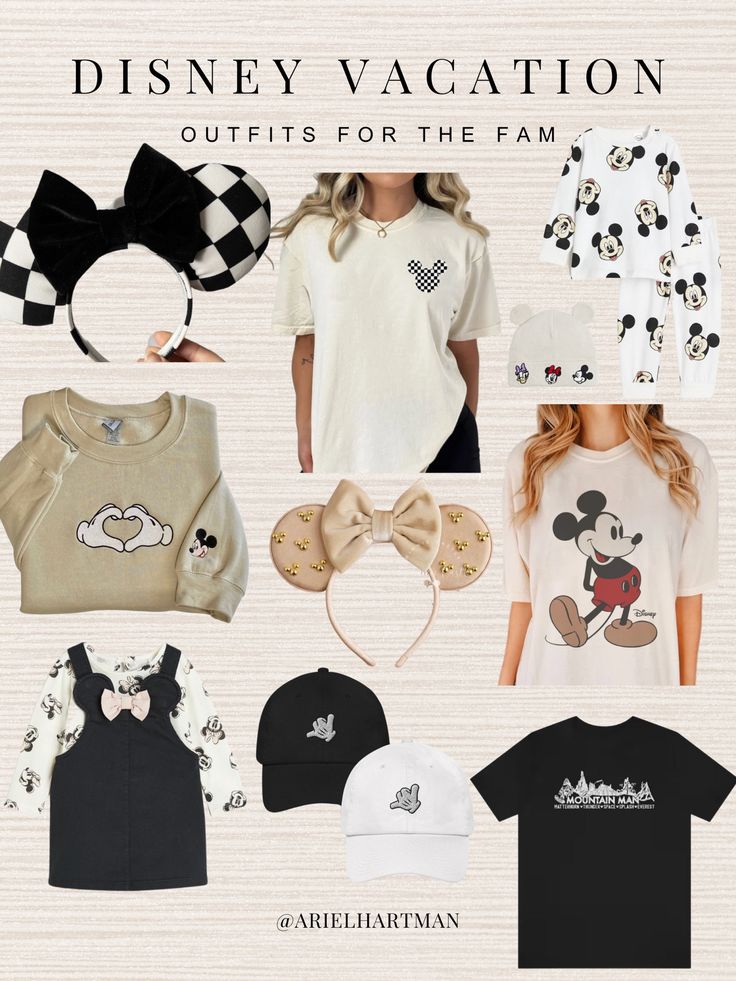 the disney vacation outfits for the fam are available in multiple styles and colors, including mickey mouse ears