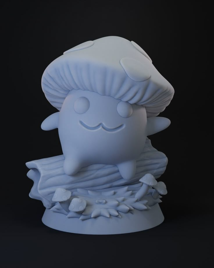 a white sculpture with a mushroom on it's head