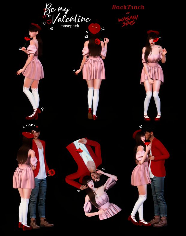 several images of people dressed in pink and white outfits, one is kissing the other