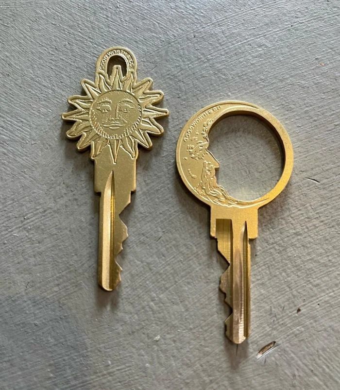 two keys that have been placed next to each other