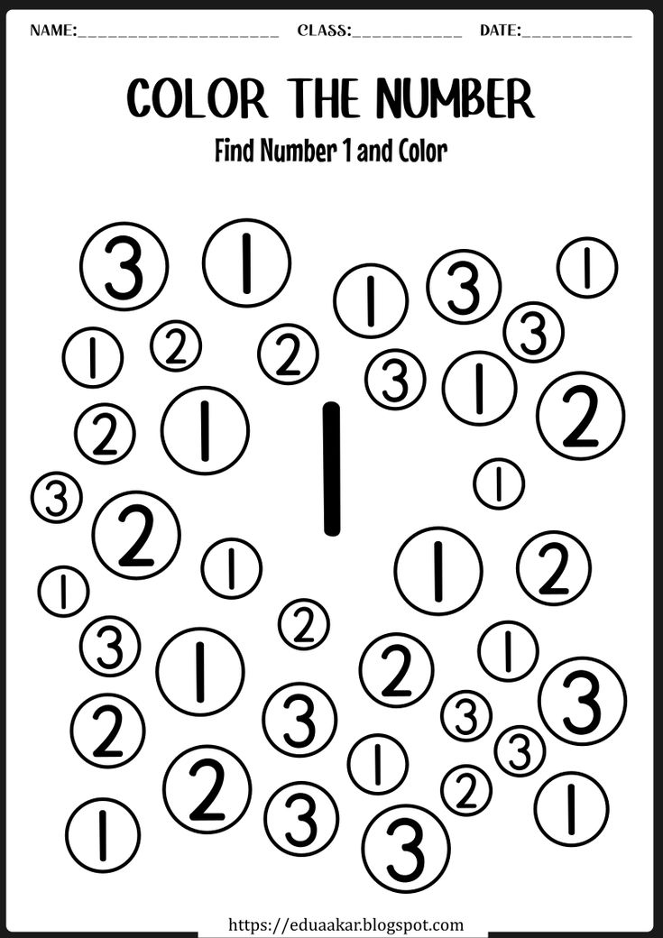 the color the number printable worksheet for numbers 1 - 10 and two