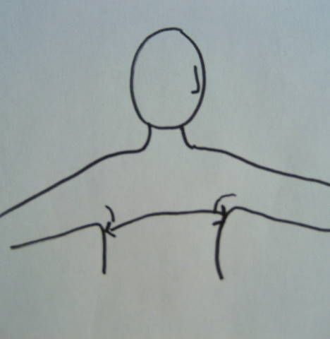 a drawing of a person with their arms stretched out