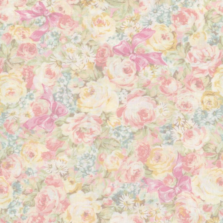 an old fashioned floral wallpaper with pink, yellow and green flowers on it's surface