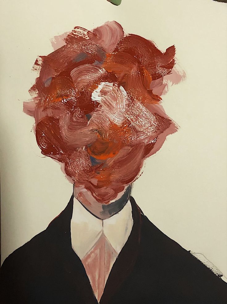 a painting of a man in a suit and tie with red hair on his head