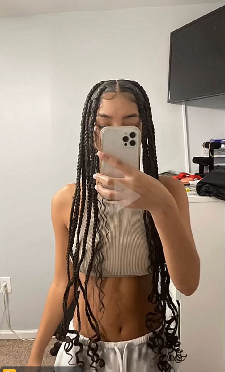 Puerto Rican Box Braids, Mixed People With Braids, 2 Braid Extensions, Cute Braids For Mixed Women, Mixed Women Braids, Braid Inspo Mixed Girl, Braid Hairstyles For Mixed Women, Light Skin Hairstyles Braids, Mixed Curly Hair Braids