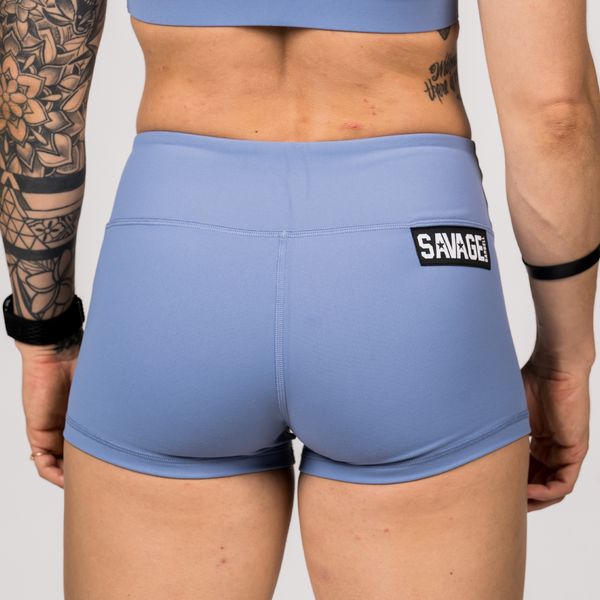 Booty Shorts - Periwinkle Blue Cheerleading Athleisure Shorts, Blue Short Boxer Briefs For Training, Blue Squat Proof Athletic Shorts, Squat Proof Blue Athletic Shorts, Athleisure Moisture-wicking Shorts For Cheerleading, Blue Short Boxer Briefs For Workout, Blue Boxer Briefs With Built-in Shorts For Sports, Blue Squat-proof Running Bottoms, Moisture-wicking Shorts For Cheerleading