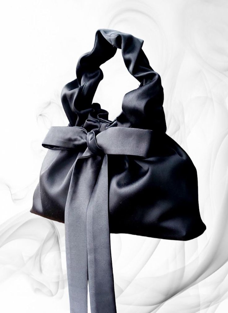 Elegant Black bag for formal event, Satin Bow clutch,Perfect Handmade Event Party Accessories, Small and big black purse, Gift for her I invite you to check out this charming handbag for women, which is made of exquisite satin (satin) and is designed to emphasize your unique beauty and elegance.  This handbag is ideal for those who value quality and style.  Features:  * Material: satin (satin)  * Fastener: metal button fastener   * Dimensions: width 23 cm / 9 inches, height 18 cm / 7 inches (wit Luxury Nylon Bag For Formal Occasions, Elegant Black Evening Bag With Removable Pouch, Elegant Black Shoulder Bag For Formal Occasions, Chic Pouch Evening Bag, Black Shoulder Evening Bag For Party, Black Evening Shoulder Bag For Parties, Black Pouch Shoulder Bag For Party, Black Handheld Shoulder Bag For Party, Black Party Shoulder Evening Bag